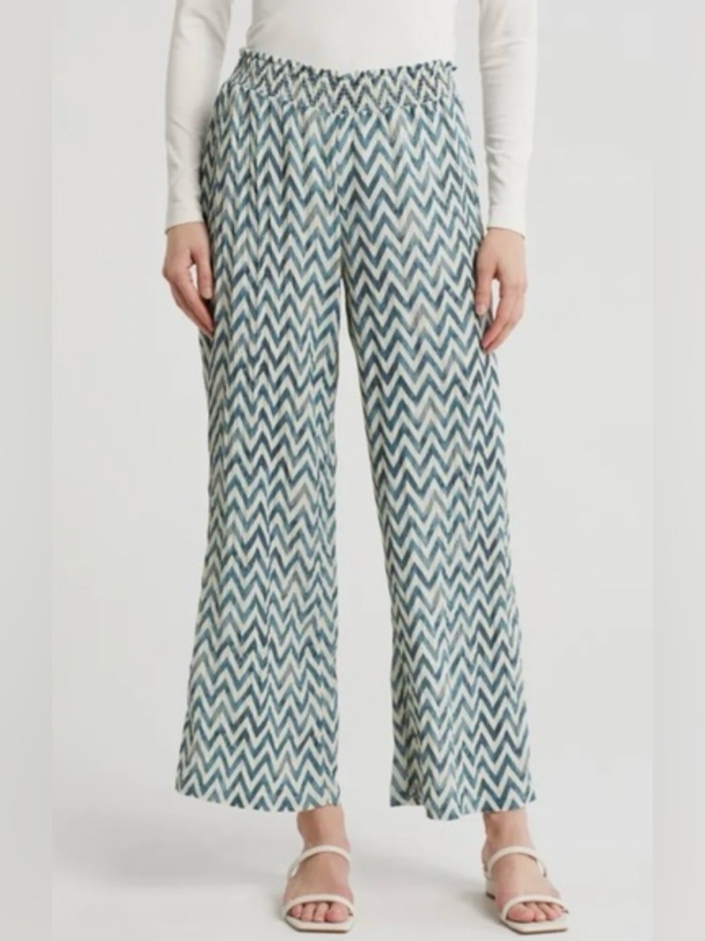 DR2 by Daniel Rainn Smocked High Rise Pull On Wide Leg Elastic Waist Pants NWOT